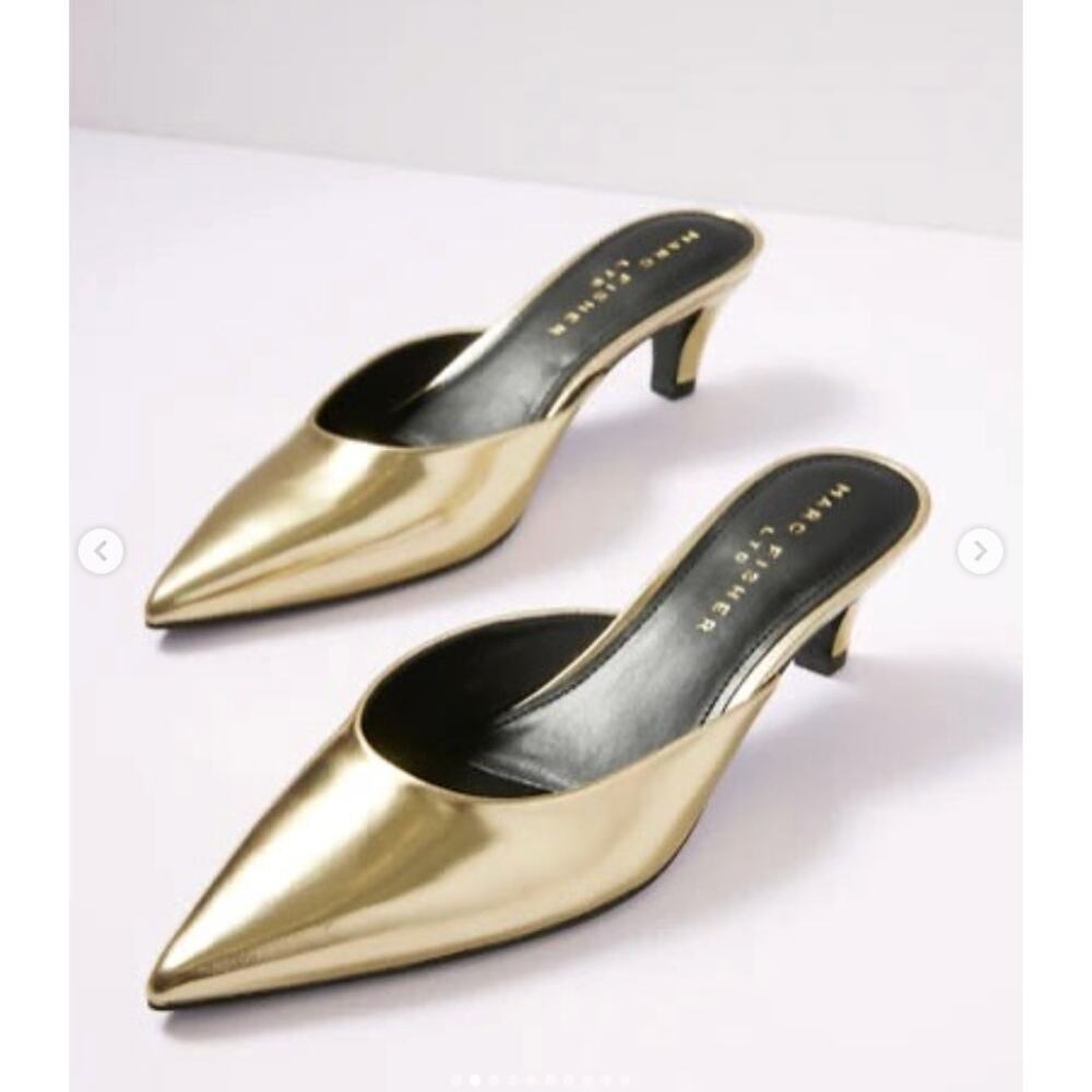 MARC FISHER New in Box Rosa Mule Heel in Gold Metallic // 7 - Picture 8 of 9